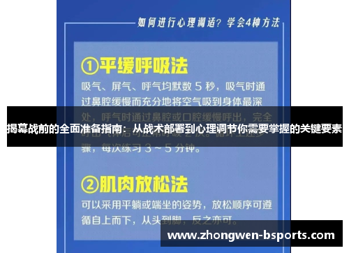 揭幕战前的全面准备指南:从战术部署到心理调节你需要掌握的关键要素 揭幕战前的全面准备指南:从战术部署到心理调节你需要掌握的关键要素